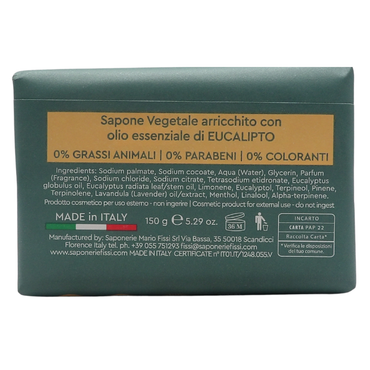 SAPONIFICIO VENEZIANO Sapone Solido Per Viso, Mani e Corpo, Arricchito Con Oli Essenziali. Senza Grassi Animali, Parabeni e Coloranti. Disponibile In Diverse Fragranze 150g (EUCALIPTO, Unità)