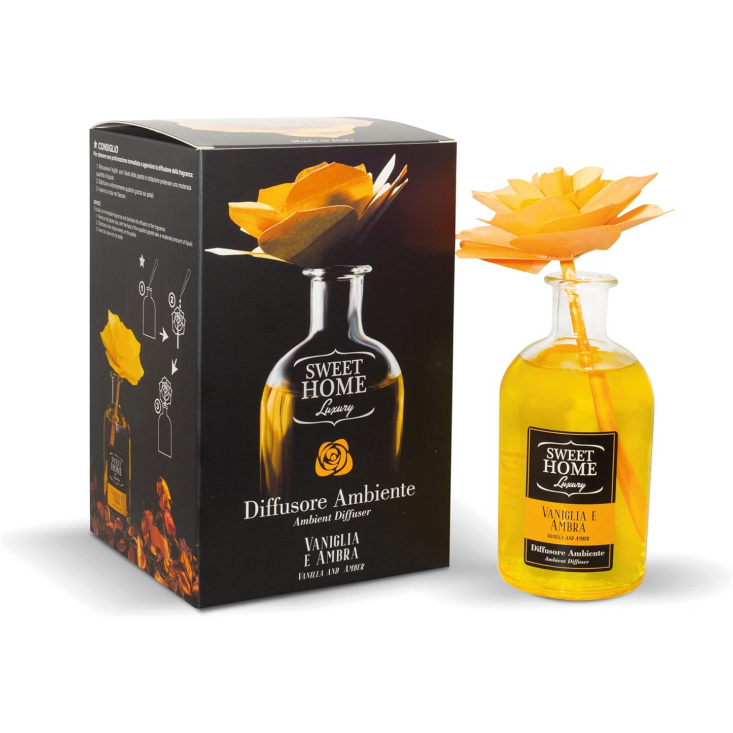 Sweet Home Luxury, Profumatore Ambiente, Profumo Durevole ad Ottime Prestazioni, Fragranza Rosa Gialla, Vaniglia e Ambra, 250 ml