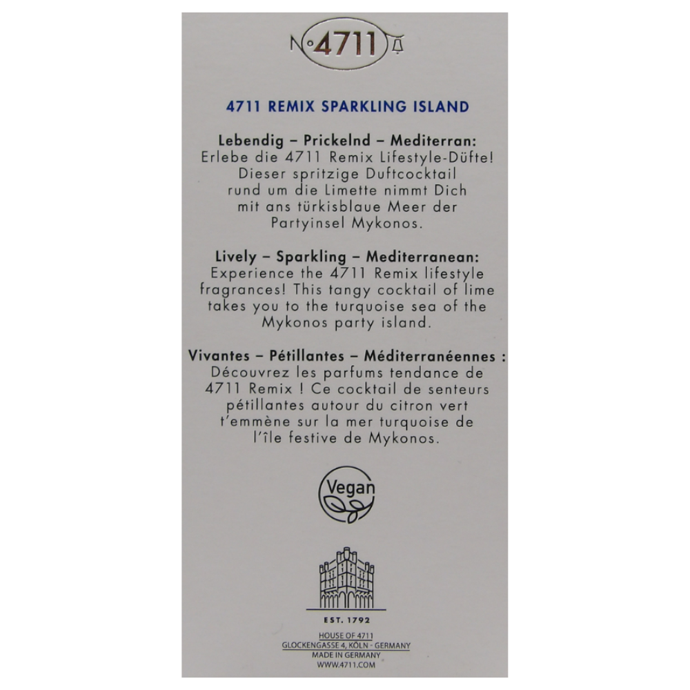 4711® Remix Cologne Sparkling Island I Eau de Cologne - fruttata - rivitalizzante - estate - la lime fruttata e fresca ora in una nuova miscela frizzante. I Spray con atomizzatore naturale da 100 ml
