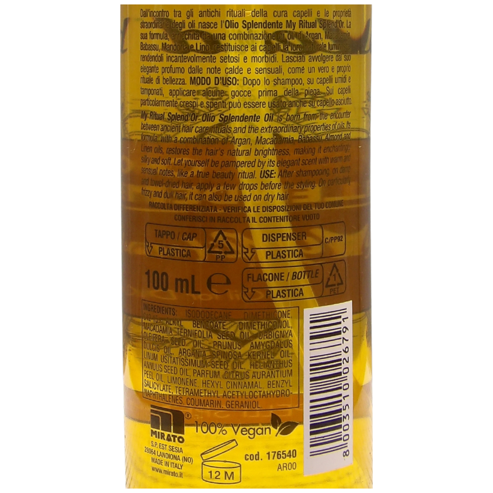 Splend'or Olio Splendente per Capelli Morbidi e Setosi 100 ml