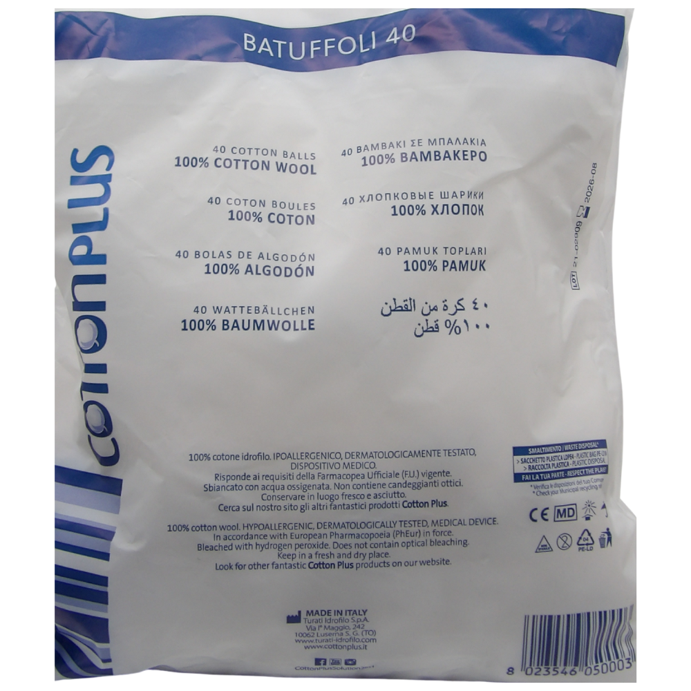 COTTON PLUS Cotone In Batuffoli (confezione da 40 Batuffoli)