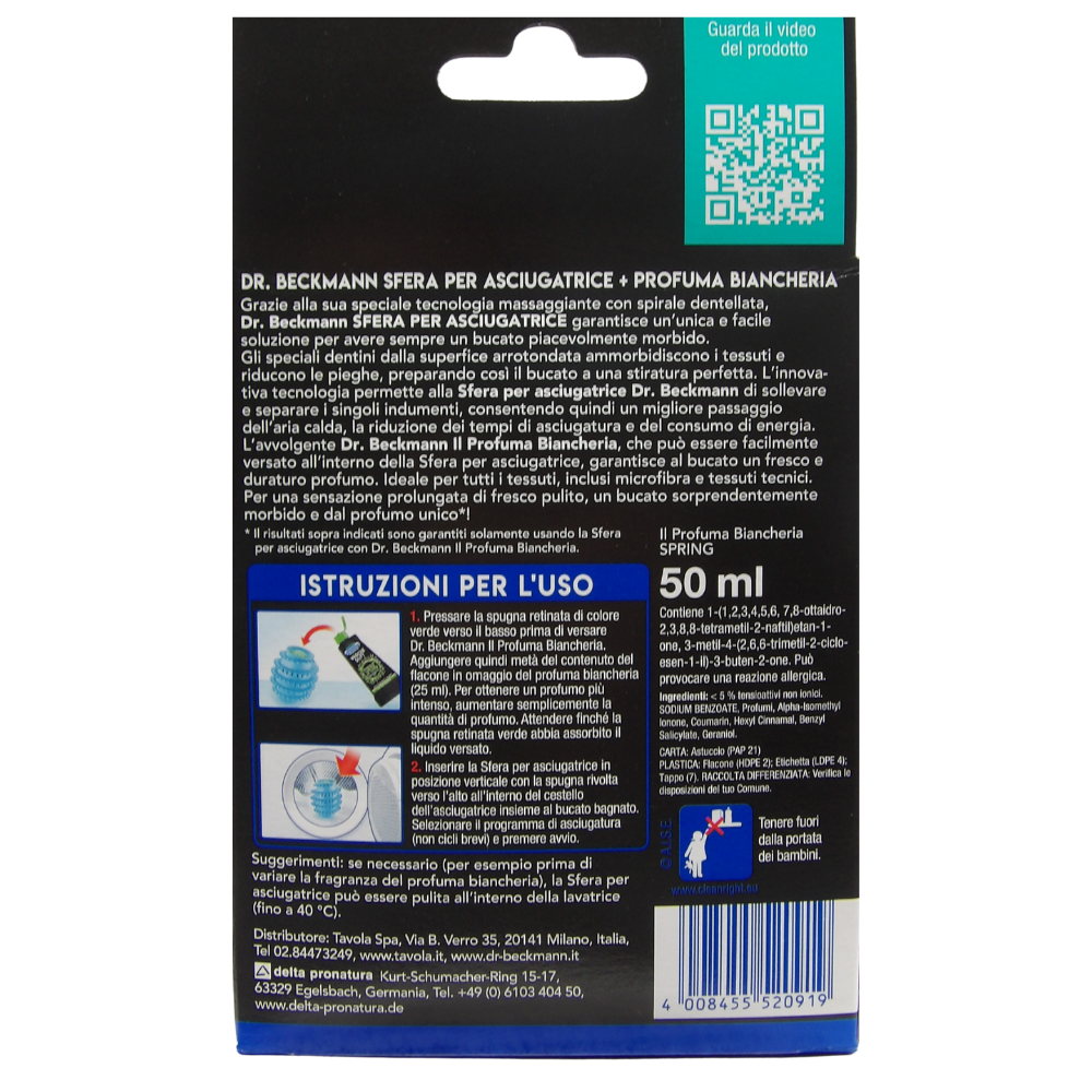 Dr. Beckmann Sfera per Asciugatrice + Profuma Biancheria Spring 50 ml.