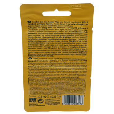 GEOMAR Maschera Viso ENERGY BOOST, Effetto Illuminante e Energizzante, Con Vitamina C, Zenzero e BIO Curcuma (Confezione Da 2x7.5ml)