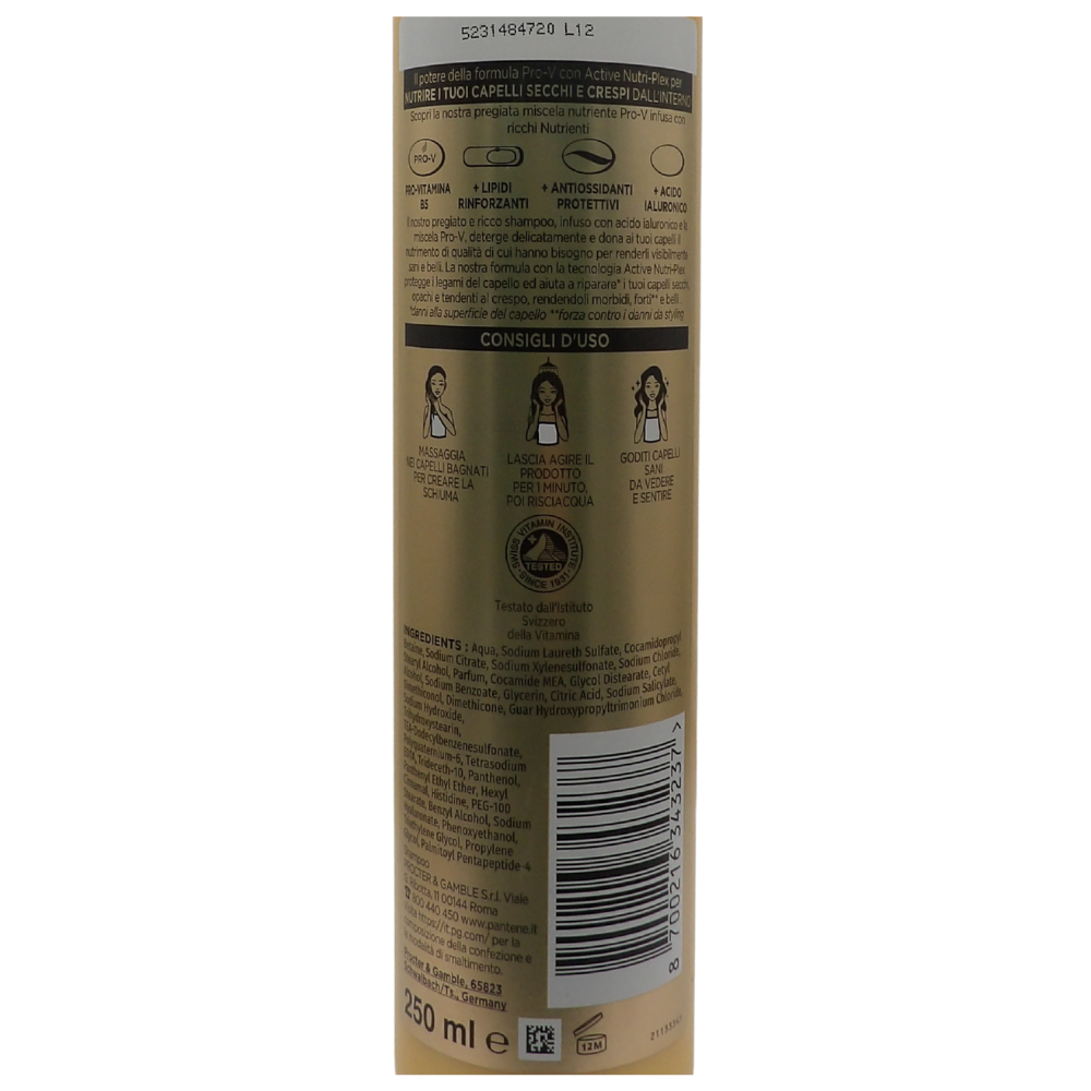 Pantene Shampoo Protezione Cheratina, Pantene Pro-V Miracle Serum Shampoo, Lisci Effetto Seta, Per Capelli Secchi, Opachi O Tendenti Al Crespo, Con Acido Ialuronico, 250 ml