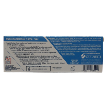 PASTA DEL CAPITANO Dentifricio PLACCA E CARIE Bio, Protegge Denti e Gengive, Soluzione Ideale Contro Placca e Carie, Aiuta a Remineralizzare Lo Smalto. Con 2 Sali Di Fluoro e Sulfetal Zn, Tubetto da 75 ml