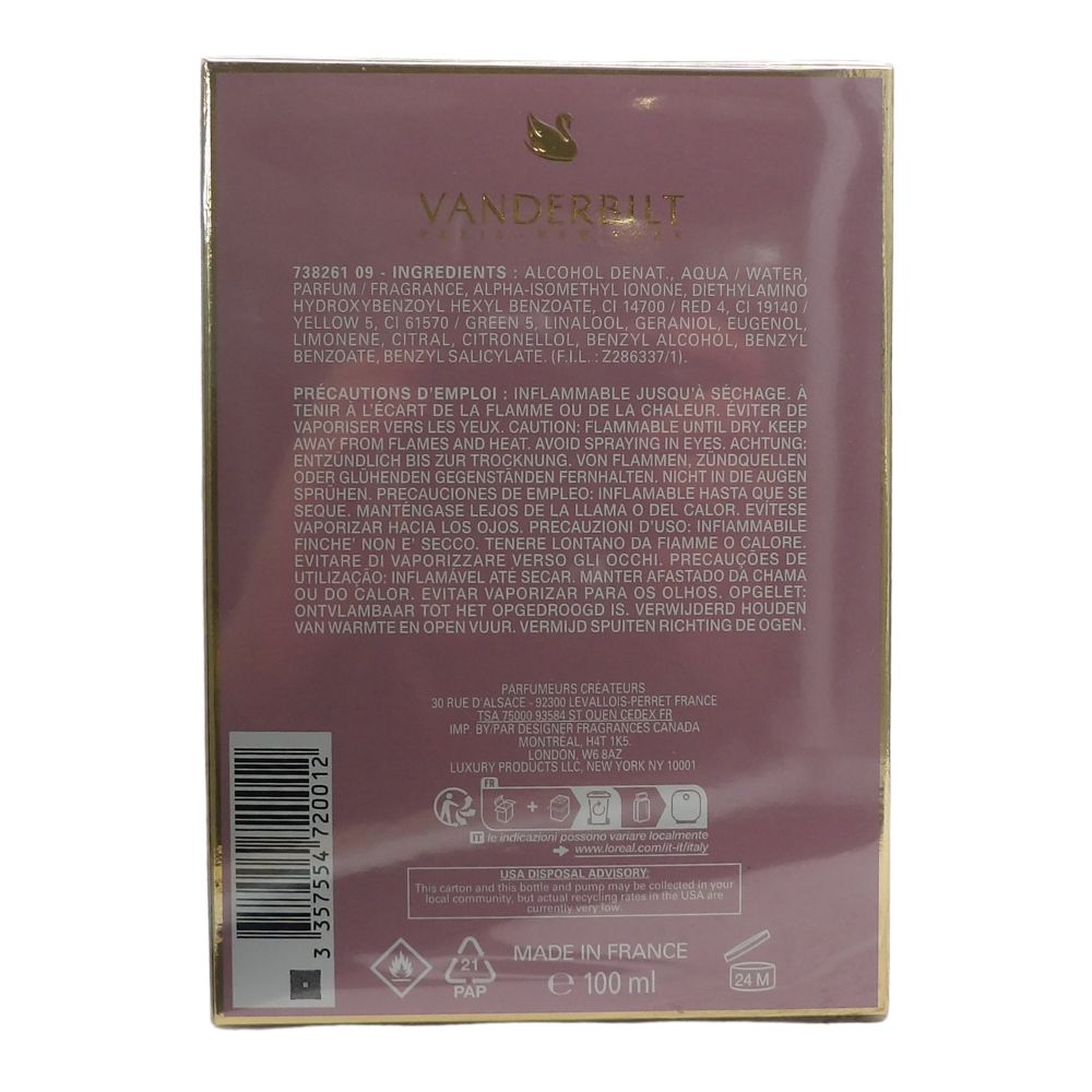 VANDERBILT edt vapo 100 ml 100% originale e aumenta la tua femminilit con questo esclusivo profumo da donna con una fragranza unica e personale, 100 ml