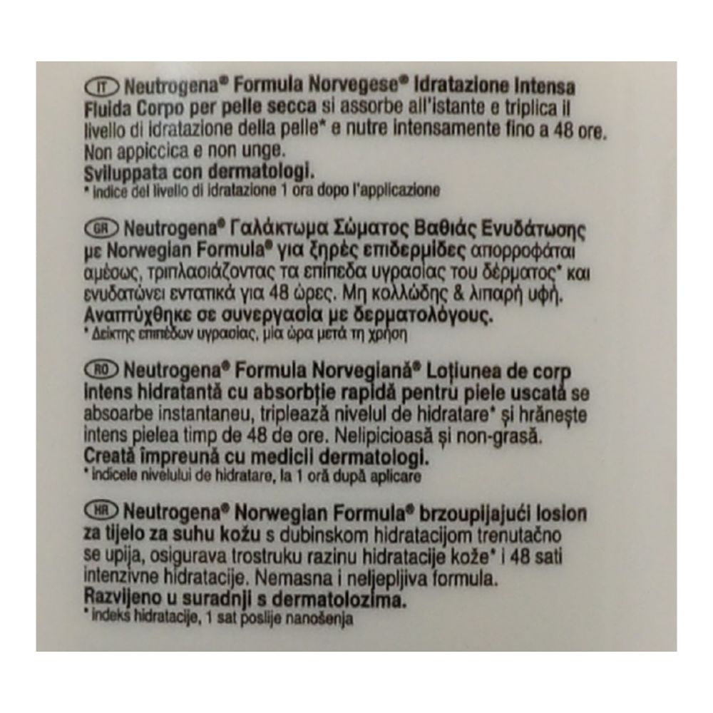 NEUTROGENA, Fluida Corpo 48H di Idratazione Intensa, Formula Norvegese, Pelle Secca, 250ml