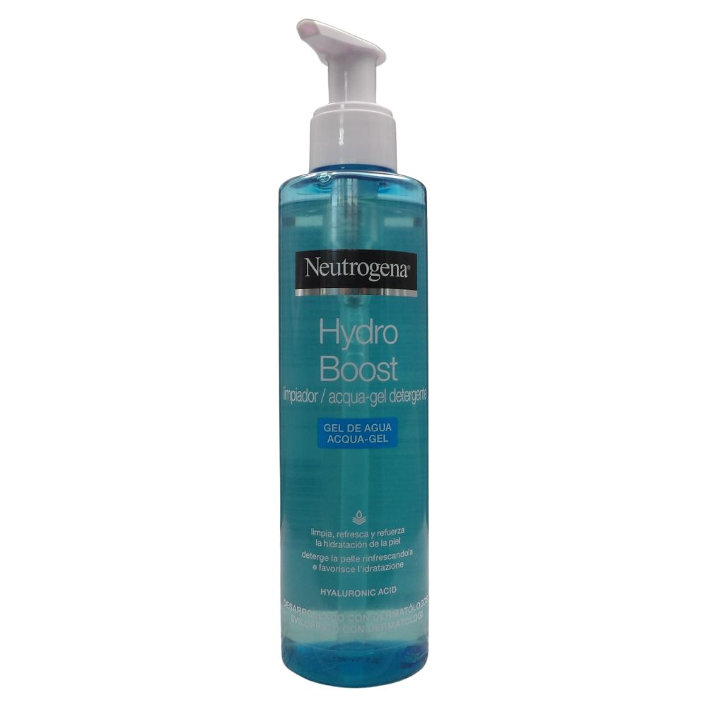 NEUTROGENA, Hydro Boost Acqua Gel Detergente Viso, Detergente schiumogeno viso con Acido Ialuronico e agenti idratanti, Gel detergente con azione struccante, 200 ml