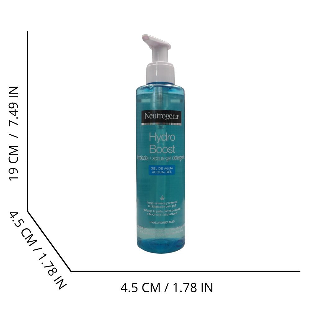 NEUTROGENA, Hydro Boost Acqua Gel Detergente Viso, Detergente schiumogeno viso con Acido Ialuronico e agenti idratanti, Gel detergente con azione struccante, 200 ml