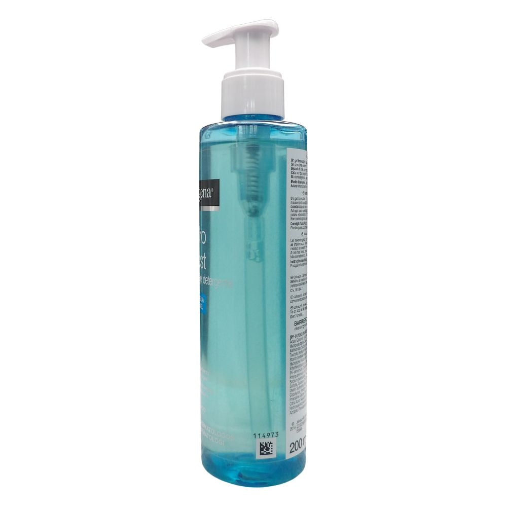 NEUTROGENA, Hydro Boost Acqua Gel Detergente Viso, Detergente schiumogeno viso con Acido Ialuronico e agenti idratanti, Gel detergente con azione struccante, 200 ml