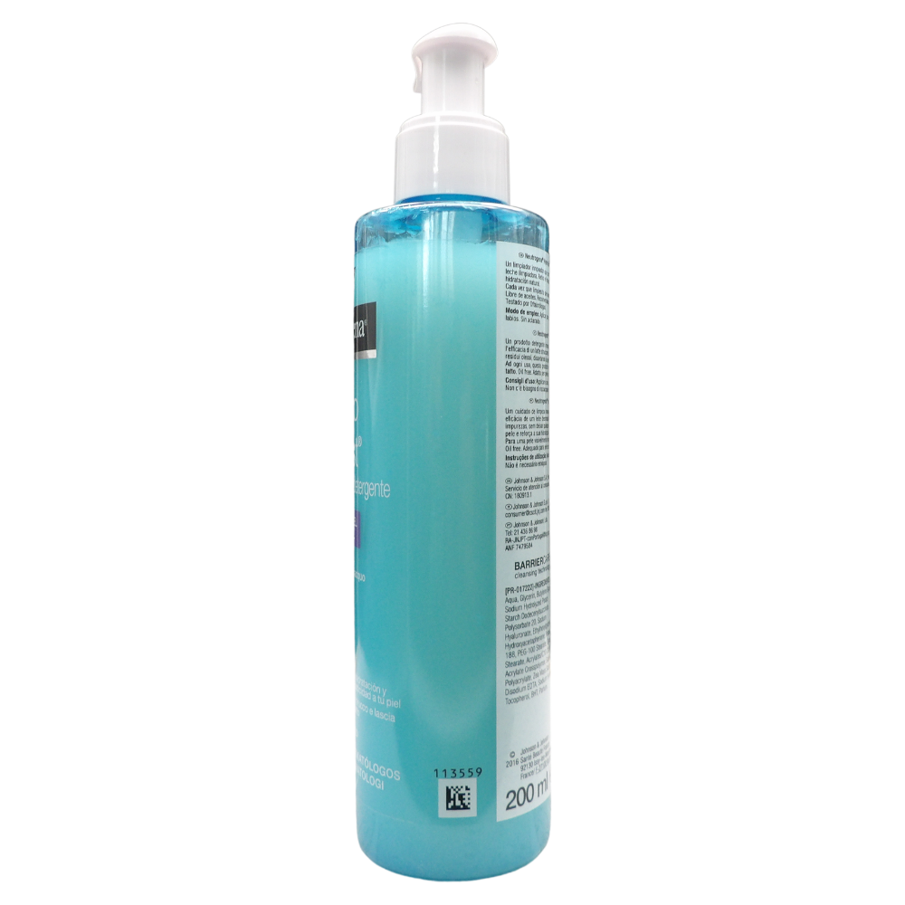 NEUTROGENA, Hydro Boost Latte Gel Detergente Viso, Detergente schiumogeno viso con Acido Ialuronico e agenti idratanti, Latte detergente viso con azione struccante, 200 ml