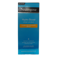 NEUTROGENA, Hydro Boost Urban Protect Fluida Idratante SPF 25, Crema solare viso idratante contro raggi UV e inquinamento, Protezione solare viso in fluido con Acido Ialuronico e Vitamina C, 50 ml