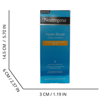 NEUTROGENA, Hydro Boost Urban Protect Fluida Idratante SPF 25, Crema solare viso idratante contro raggi UV e inquinamento, Protezione solare viso in fluido con Acido Ialuronico e Vitamina C, 50 ml