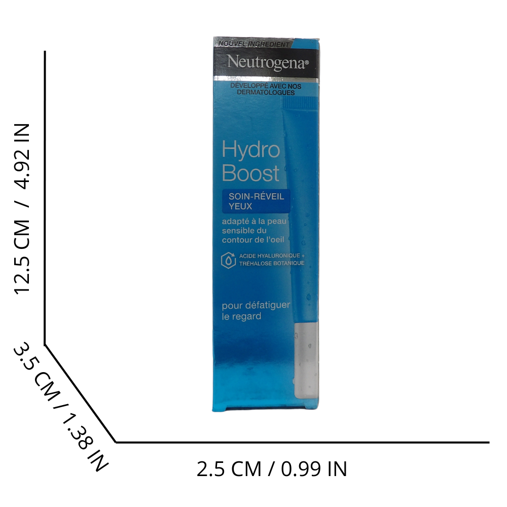 NEUTROGENA, Hydro Boost Contorno Occhi Anti-Fatica, idratante con Acido Ialuronico e Vitamina E, Aiuta ad attenuare i segni della stanchezza e le occhiaie, 15 ml