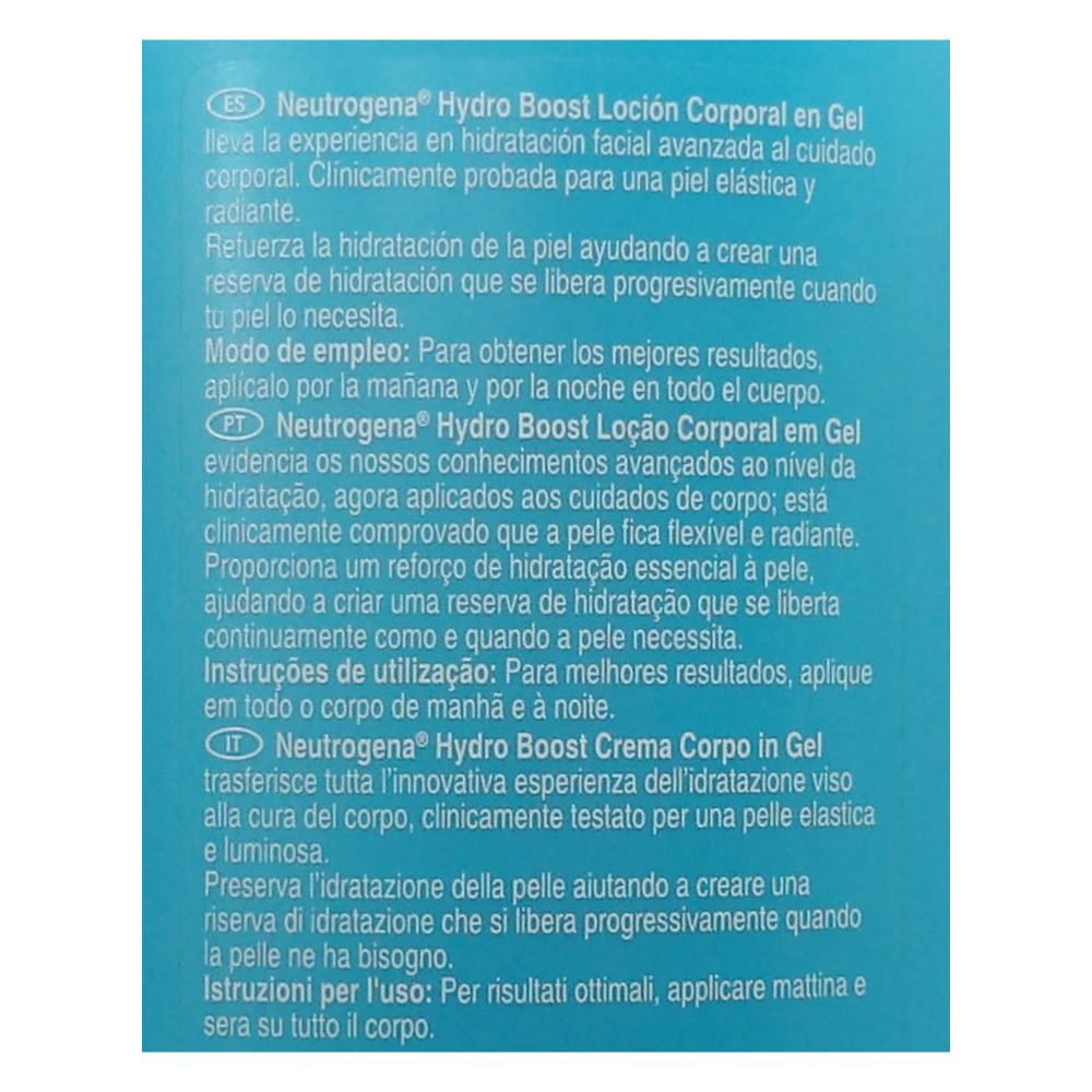 NEUTROGENA, Hydro Boost Lozione Gel per il Corpo Ultraleggera, Preserva l'idratazione della pelle, 400 ml