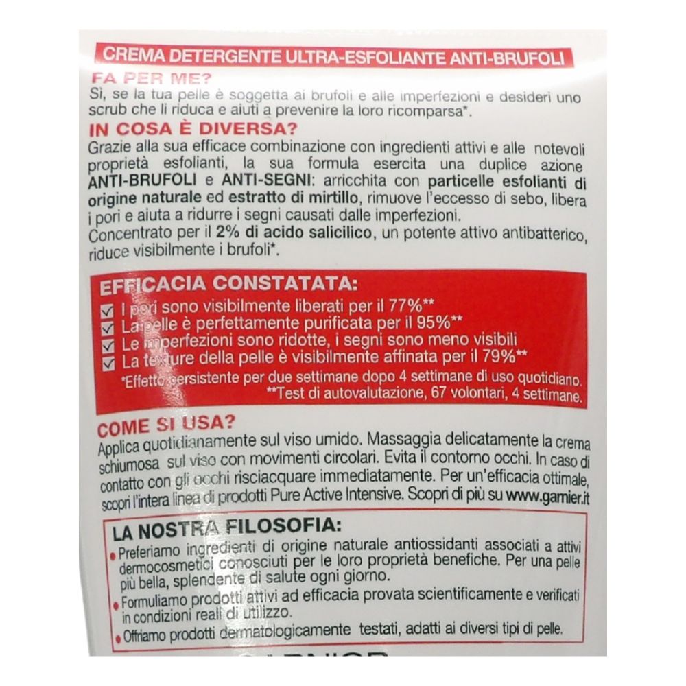 GARNIER Pure Active Intensive Detergente Esfoliante Anti Brufoli 150ml