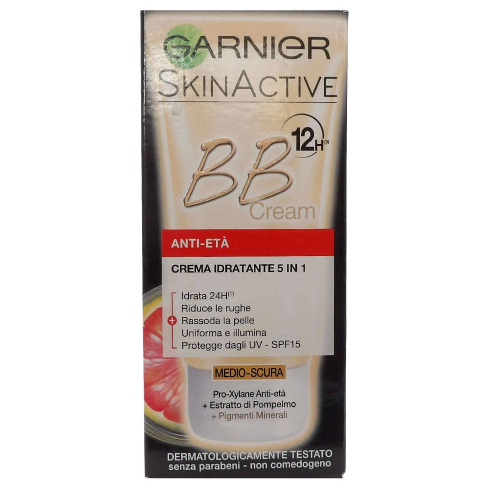 GARNIER BB Cream Anti-Età Crema Viso di Pelle 5 in 1, 50 ml, Medio-Scuro
