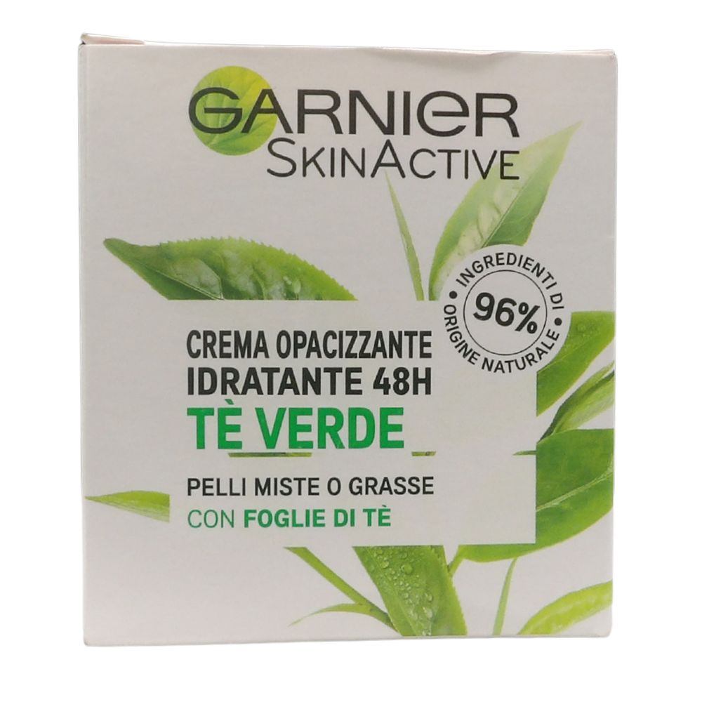GARNIER Crema Viso Idratante Opacizzante SkinActive, Ottima per Pelli Miste o Grasse, Arricchita con The Verde, 50 ml