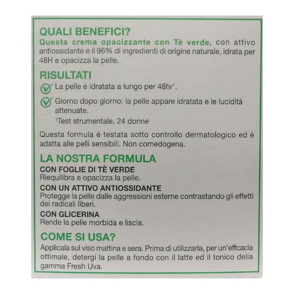 GARNIER Crema Viso Idratante Opacizzante SkinActive, Ottima per Pelli Miste o Grasse, Arricchita con The Verde, 50 ml