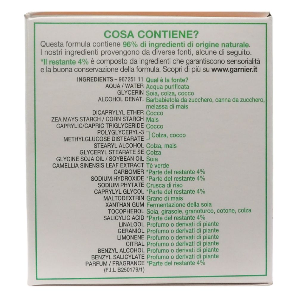 GARNIER Crema Viso Idratante Opacizzante SkinActive, Ottima per Pelli Miste o Grasse, Arricchita con The Verde, 50 ml