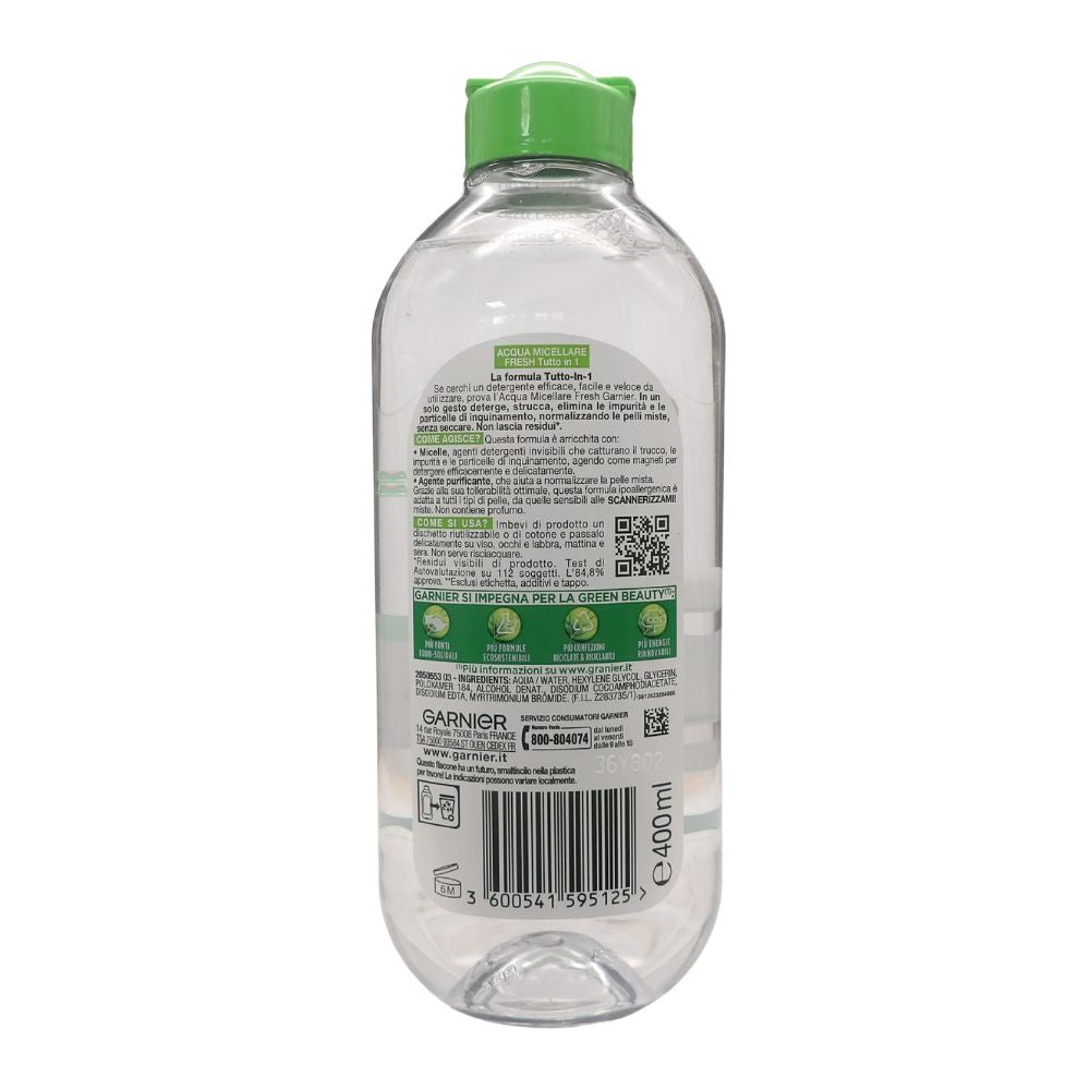 GARNIER Acqua Micellare Per Pelli Miste e Sensibili, Tutto In 1: Purifica, Opacizza e Strucca. Senza Profumo - Ipoallergenico. Azione Seboregolatrice 400ml.