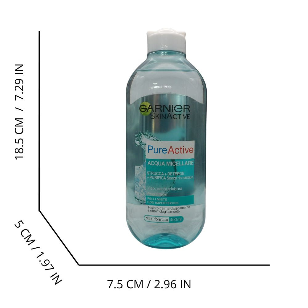 GARNIER Skin Active Pure Acqua Micellare Viso Pelli Miste Maxi Formato 400ml