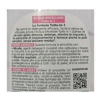 GARNIER SkinActive Acqua Micellare Tutto in 1, Per Pelli Sensibili, 100% del Trucco Rimosso, Pelle Detersa e Idratata per 12H, Senza Residui e Senza Risciacquo, Con Micelle e Glicerina, 700 ml