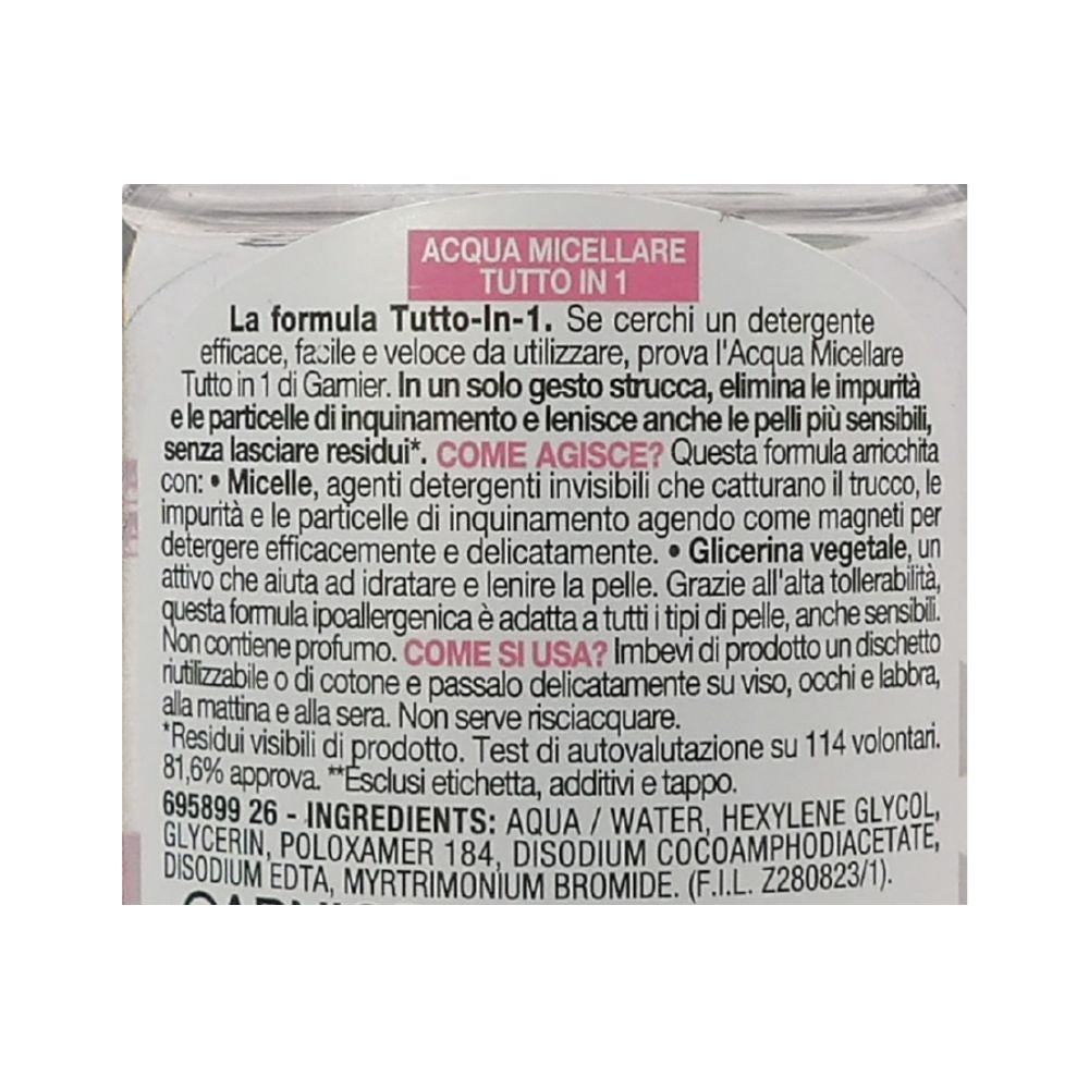 GARNIER Acqua Micellare Pelli Sensibili, Strucca, Deterge E Lenisce Senza Risciacquo, 100ml