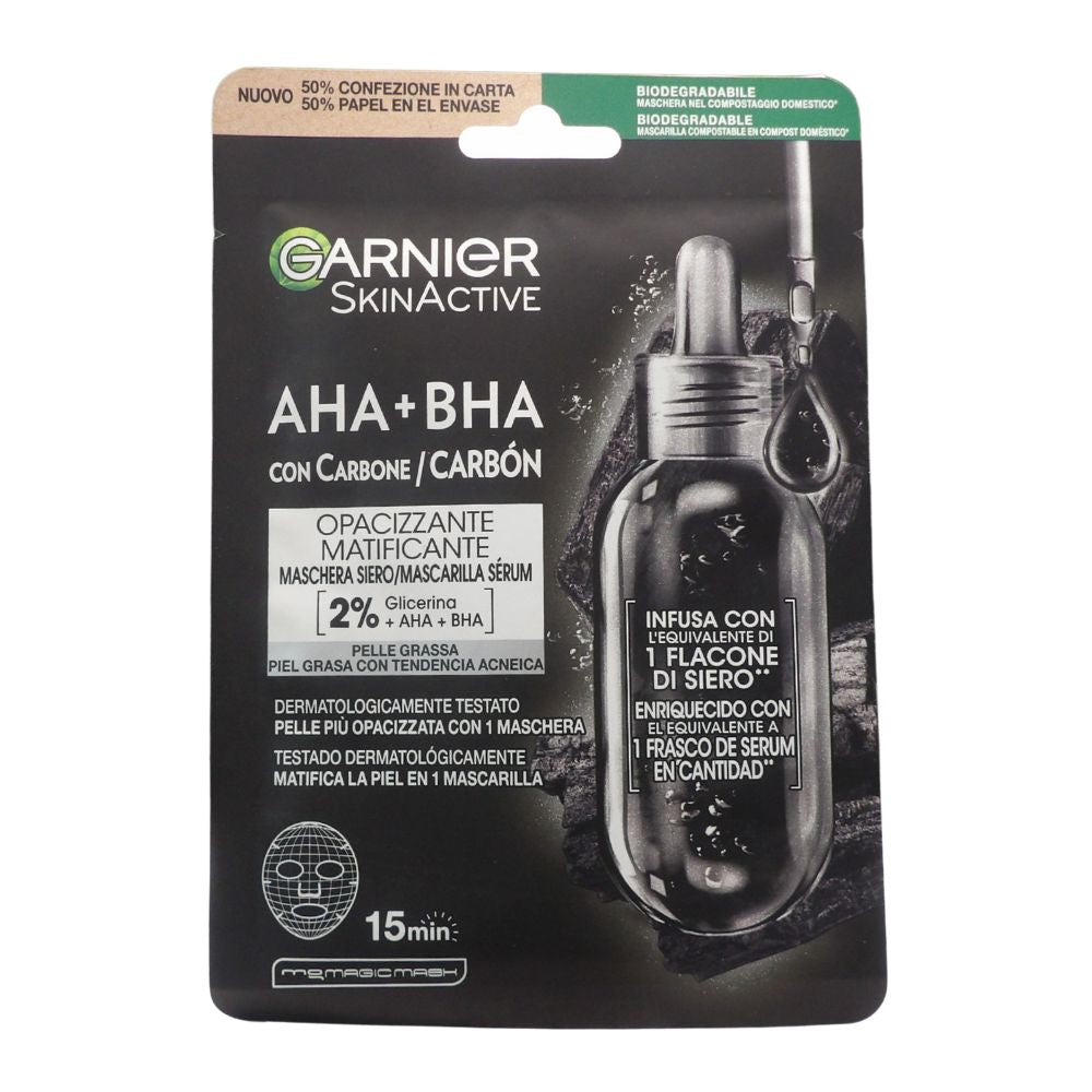 GARNIER SKIN ACTIVE AHA + BHA MASCHERA SIERO CON CARBONE 28 gr