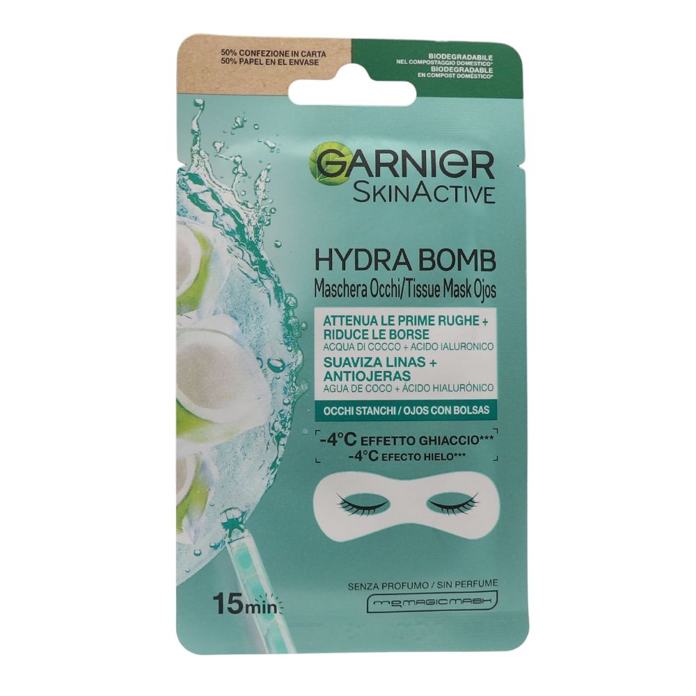 GARNIER Maschera Contorno Occhi con Acqua di Cocco - Effetto Ghiaccio - Illuminante
