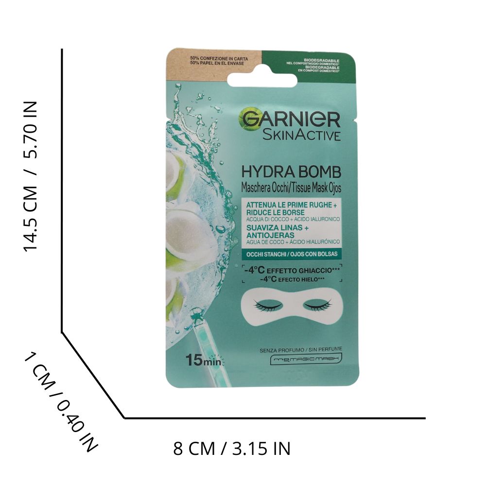 GARNIER Maschera Contorno Occhi con Acqua di Cocco - Effetto Ghiaccio - Illuminante