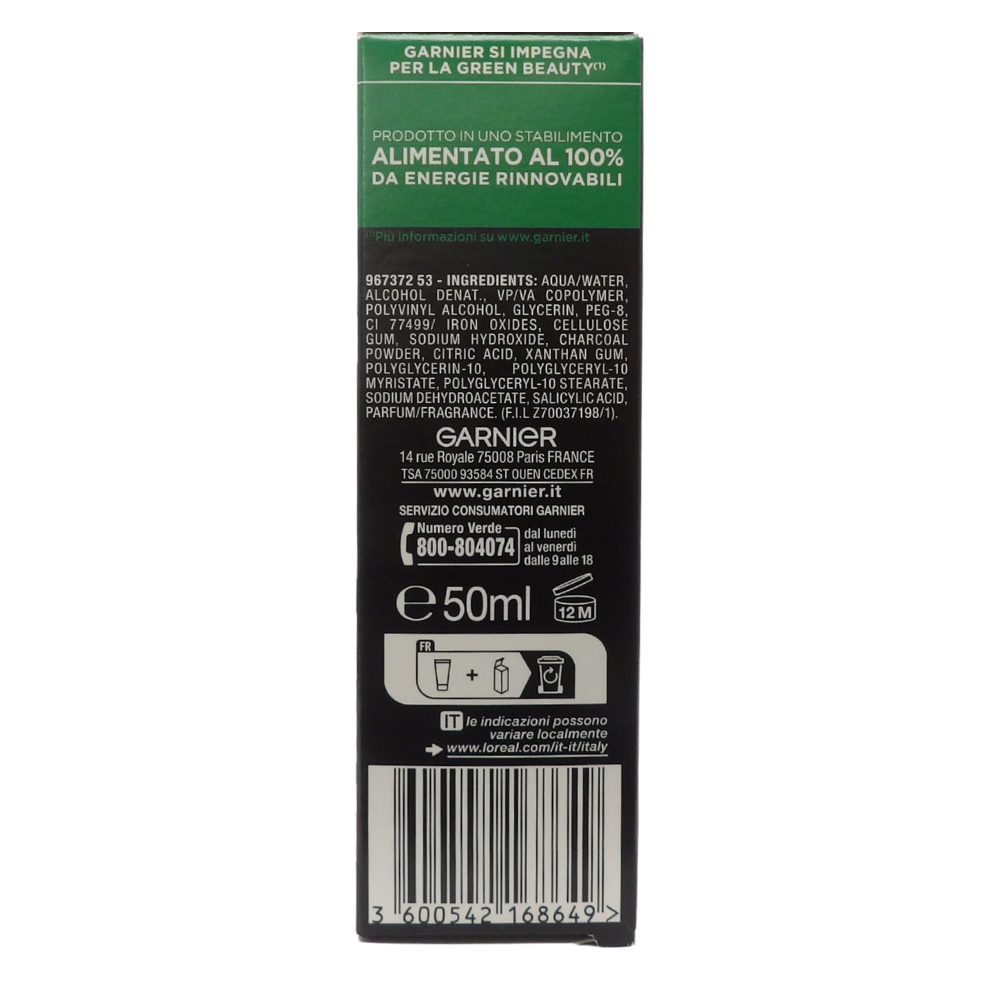 GARNIER Maschera Peel-Off Pure Active Charcoal, Gel Detergente Arricchito con Carbone e Acido Salicidico, per La Zona T, Anti Imperfezioni e Punti Neri, 50ml