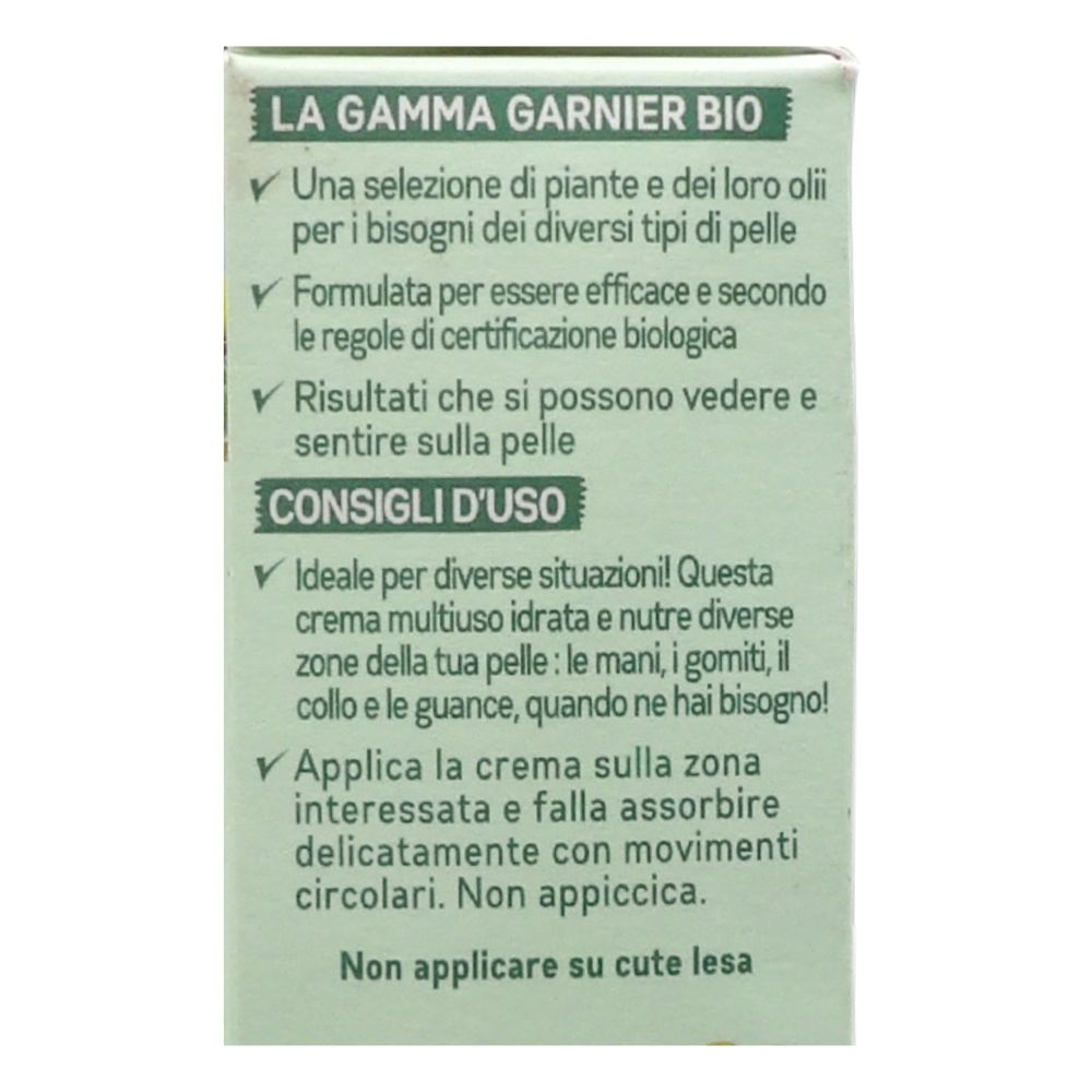 GARNIER Bio Crema Multiuso Riparatrice Naturale, Formula con Argan Idratante e Nutriente, Burro Karité Biologico, per Zone Secche o Screpolate, Adatta a Pelli Sensibili, 50ml