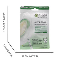 GARNIER Maschera in panno maschera viso per pelle secca ed eccitante, cura intensiva e rigenerazione, formula vegana con latte di mandorle e acido ialuronico, Nutri Bomb, 28 g