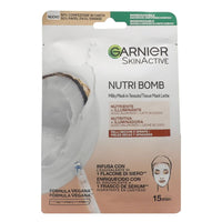 GARNIER Maschera in Tessuto Nutriente e Illuminante Skin Active Nutri Bomb, Per Pelli Secche e Spente, Effetto Rimpolpante, Con Latte di Cocco e Acido Ialuronico