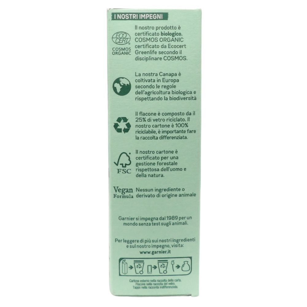GARNIER Olio Viso Notte Bio, Olio Notte Multi Riparatore Con Olio Di Semi Di Canapa Biologico E Vitamina E, Per Pelli Stressate, Anche Sensibili E Prime Rughe, 30 ml