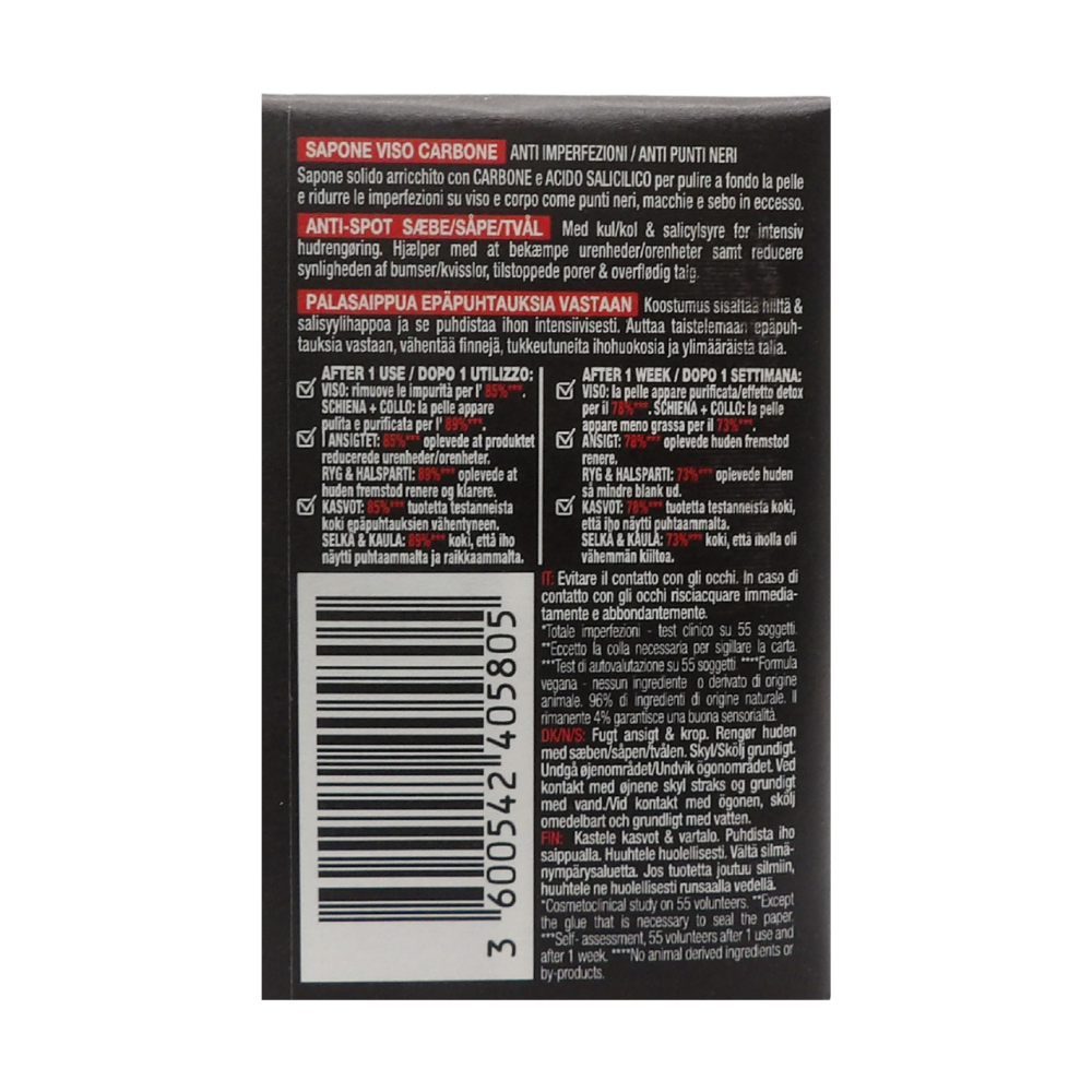 GARNIER SkinActive Pure Active Sapone Viso al Carbone Anti Imperfezioni e Anti Punti Neri con Acido Salicilico e Zinco per la Pelle Impura 100g