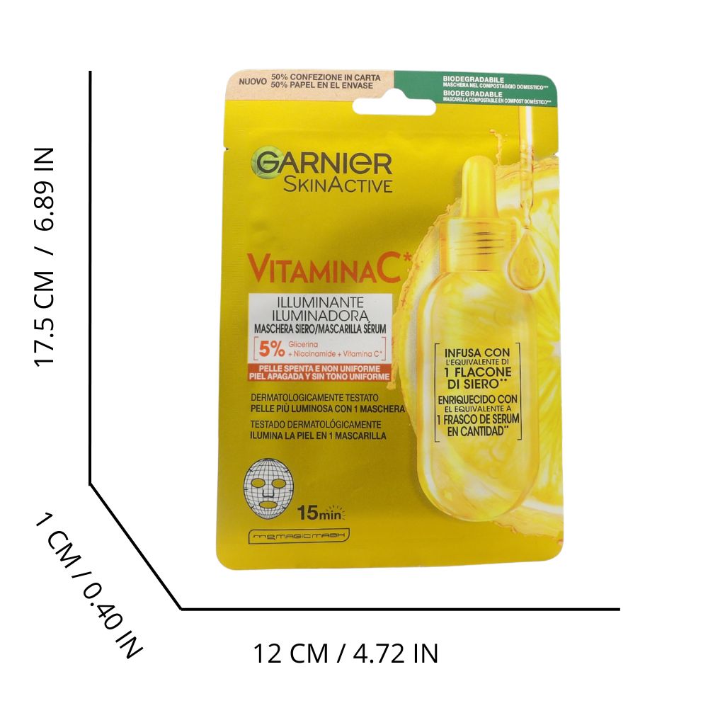 GARNIER SKINACTIVE Maschera viso Vitamina C in tessuto Illuminante