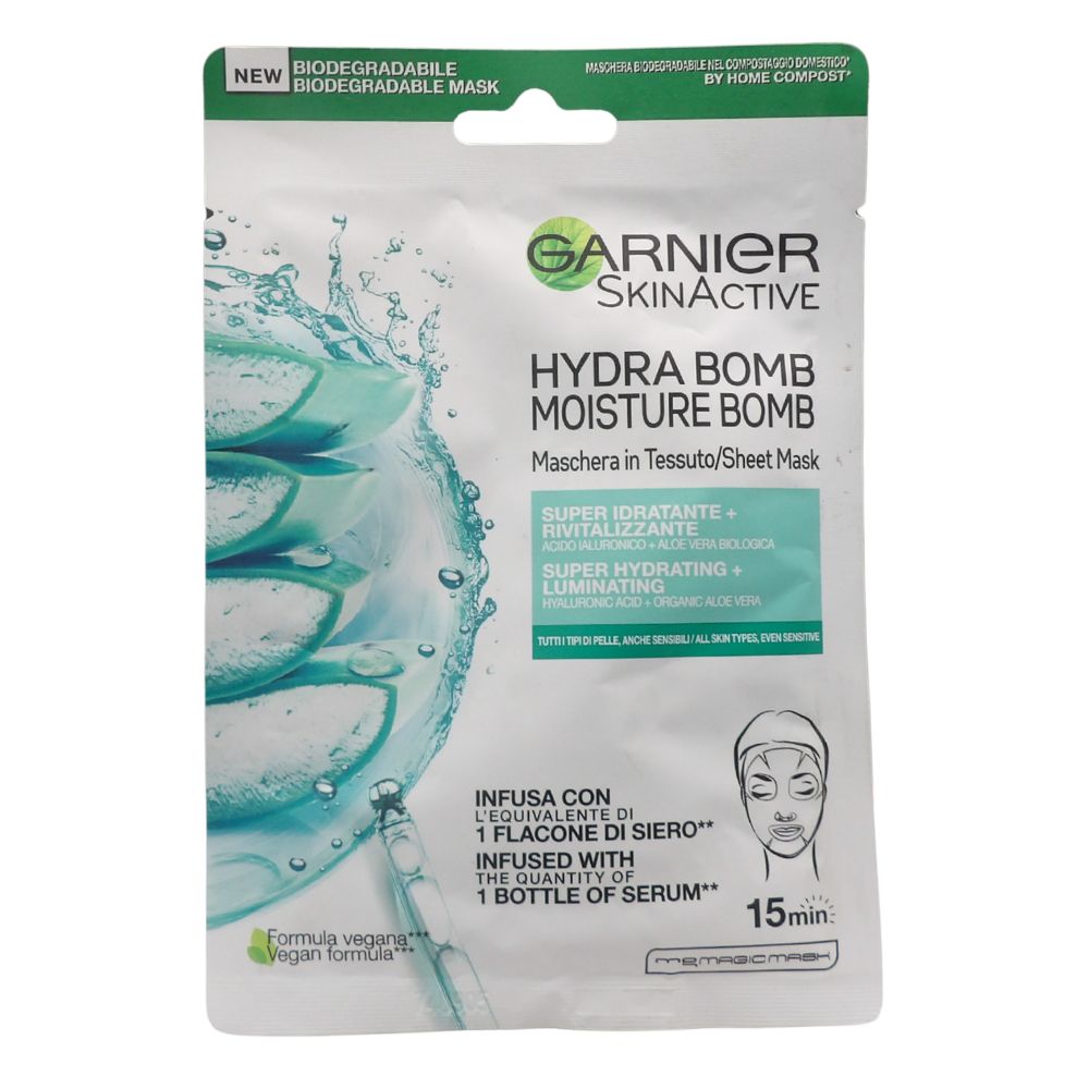 GARNIER Hydra Bomb Maschera in Tessuto Idratante e Rivitalizzante Aloe Vera
