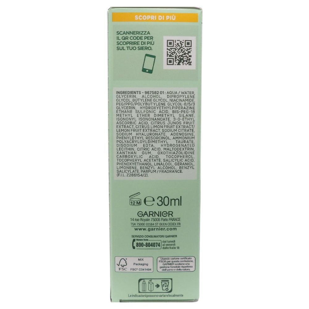 GARNIER Siero Viso Antimacchie Vitamina C Acido Salicilico Pelle Luminosa 30ml