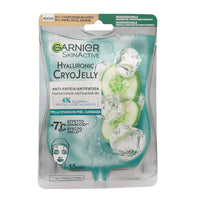 GARNIER Maschera In Tessuto Viso, HYALURONIC CRYO JELLY, Anti-Fatica, Per Pelli Stanche. -7°C Effetto Ghiaccio, 4% Glicerina + Mentolo + Acido Ialuronico 27g