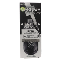 GARNIER PureActive Siero Viso Anti-Imperfezioni con Carbone Niacinamide AHA BHA Trattamento Brufoli Punti Neri Segni Rossori Formula Leggera Opacizzante Uniformante Senza Residui, 30ml