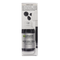 GARNIER PureActive Siero Viso Anti-Imperfezioni con Carbone Niacinamide AHA BHA Trattamento Brufoli Punti Neri Segni Rossori Formula Leggera Opacizzante Uniformante Senza Residui, 30ml