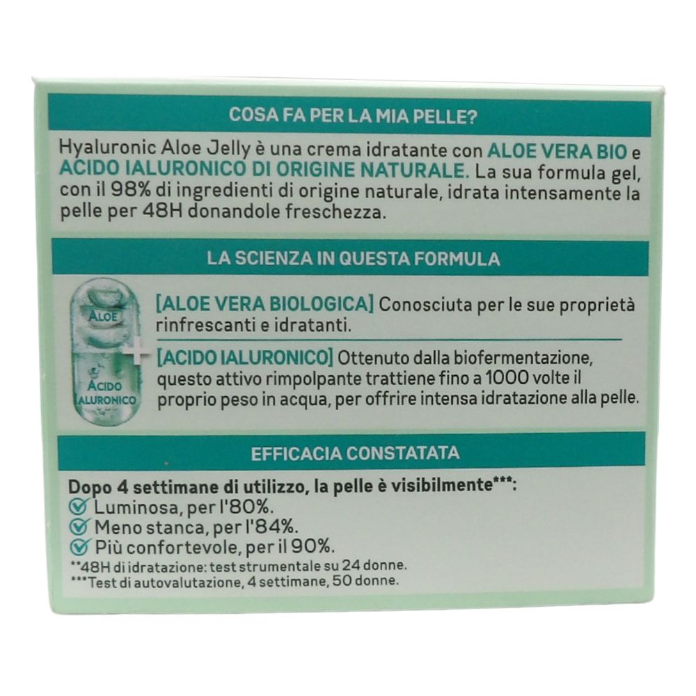 GARNIER Crema Gel Giorno, Per Pelli Normali, Azione Lenitiva, Arricchita con Acido Ialuronico, Aloe Vera e Glicerina, Pelle Idratata fino a 48h, Hyaluronic Aloe, 50 ml