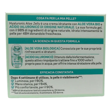 GARNIER Crema Gel Giorno, Per Pelli Normali, Azione Lenitiva, Arricchita con Acido Ialuronico, Aloe Vera e Glicerina, Pelle Idratata fino a 48h, Hyaluronic Aloe, 50 ml