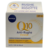 NIVEA Q10 POWER Crema Giorno Anti-Rughe Rassodante SPF15 50 ml, Crema Viso anti-età per 24 ore di idratazione, Crema antirughe arricchita con Creatina e Coenzima Q10