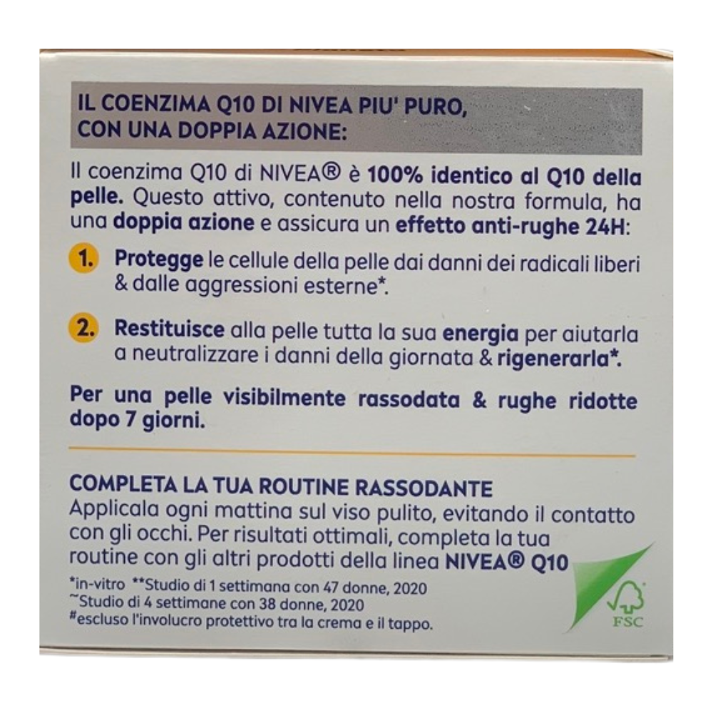 NIVEA Q10 POWER Crema Giorno Anti-Rughe Rassodante SPF15 50 ml, Crema Viso anti-età per 24 ore di idratazione, Crema antirughe arricchita con Creatina e Coenzima Q10
