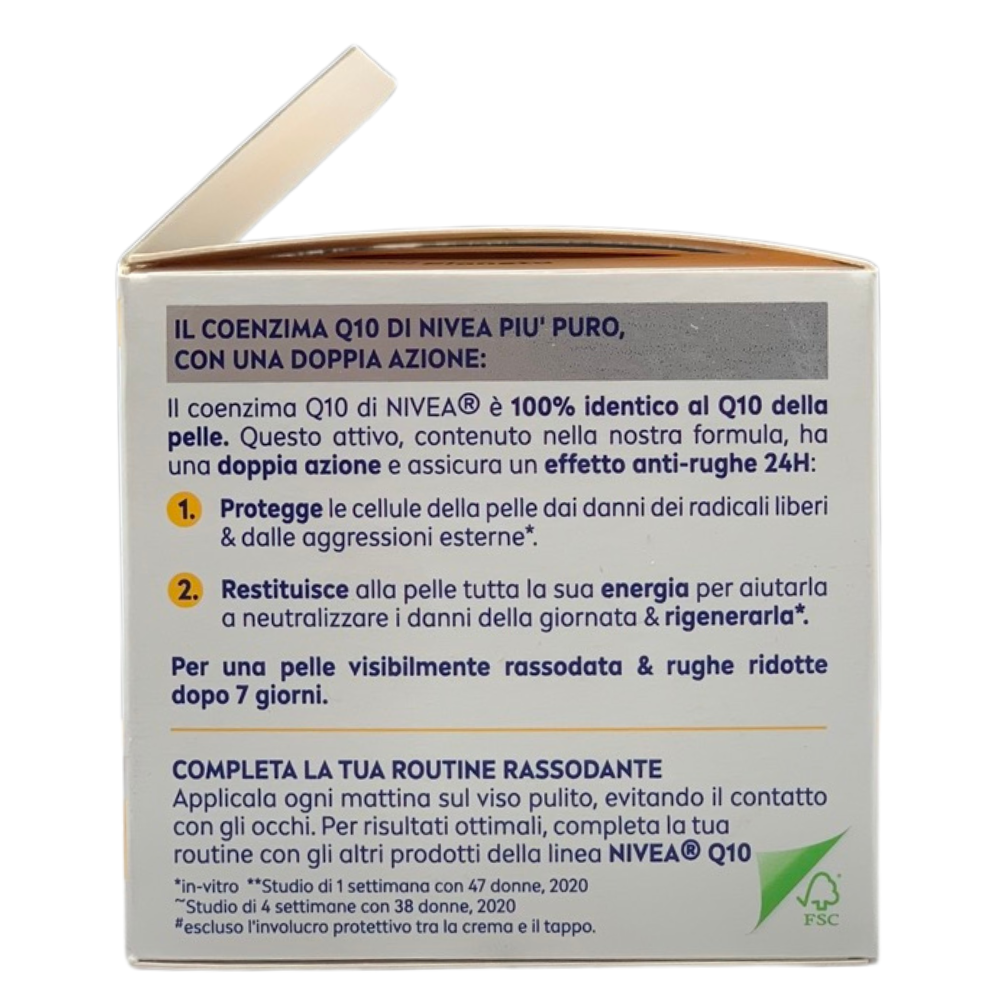 NIVEA Q10 POWER Crema Giorno Anti-Rughe Rassodante SPF15 50 ml, Crema Viso anti-età per 24 ore di idratazione, Crema antirughe arricchita con Creatina e Coenzima Q10