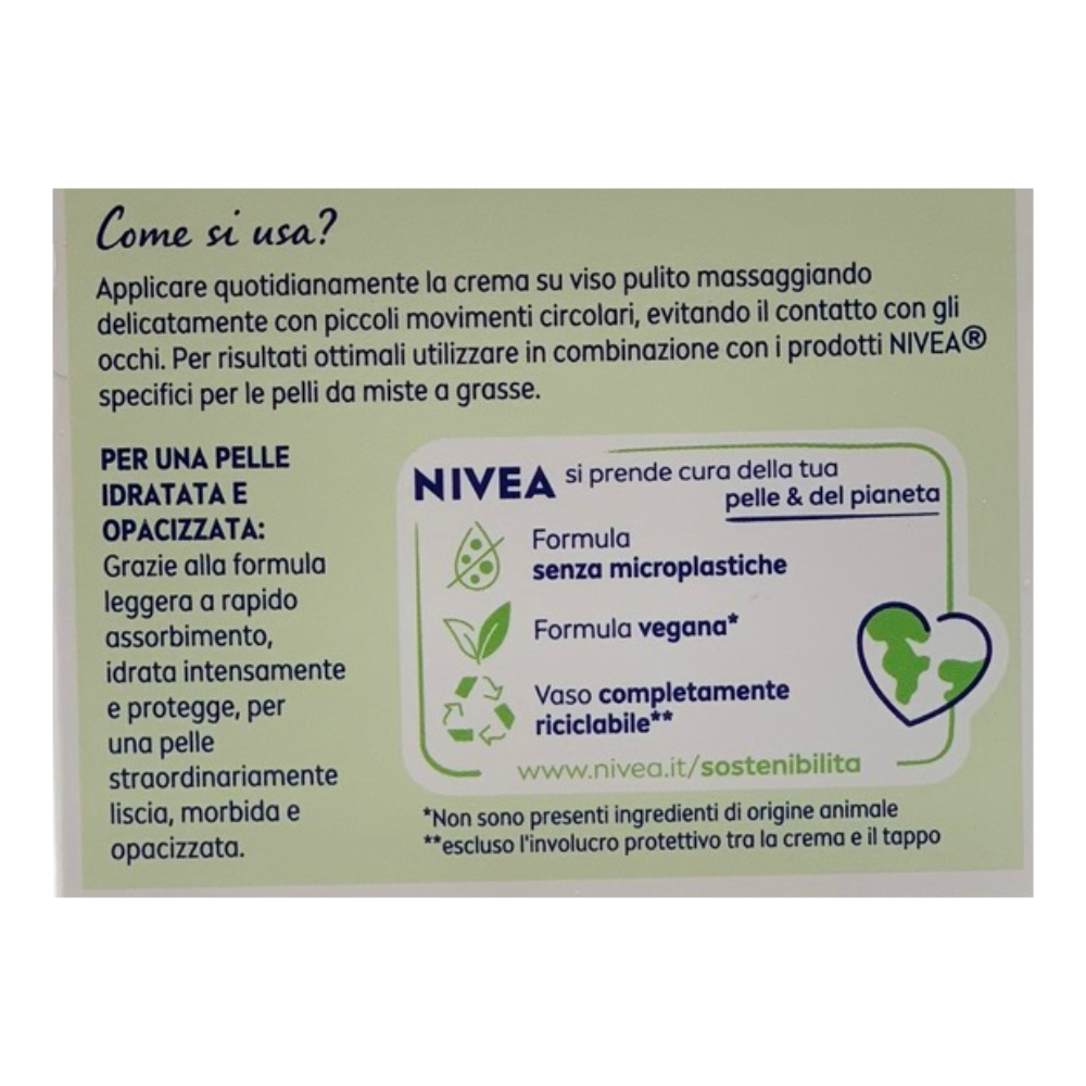 NIVEA Essentials Super Idratante 24h Opacizzante, Crema Giorno Viso Per Pelli Da Miste A Grasse, 50 Millilitro