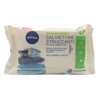 NIVEA Salviettine Struccanti, Pelli Normali e Miste, Per Occhi, Labbra e Viso. Efficaci Su Tutti i Tipi Di Make Up, Delicate e Rinfrescanti Sulla Pelle, Biodegradabili (Confezione Da 25 Salviette)